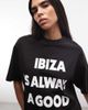 ASOS Weekend Collective Weekend Collective Ibiza slogan oversized T-shirt in black - 3