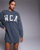 ASOS Weekend Collective Weekend Collective Icon oversized long sleeve T-shirt dress with varsity logo in washed charcoal-Gray - 3