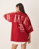 ASOS Weekend Collective Weekend Collective Icon oversized t-shirt with stacked back logo in red and pink - 1