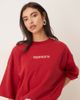 ASOS Weekend Collective Weekend Collective Icon oversized t-shirt with stacked back logo in red and pink - 4
