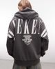 ASOS Weekend Collective Weekend Collective Icon stacked back print hoodie in washed charcoal-Gray - 1