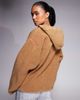 ASOS Weekend Collective Weekend Collective knit ribbed mix borg hooded jacket in neutral - 4
