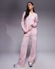 ASOS Weekend Collective Weekend Collective knit wide leg sweatpants with varsity graphic in pink - part of a set - 1