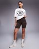 ASOS Weekend Collective Weekend Collective legging shorts with heart graphic in chocolate - part of a set-Brown - 1
