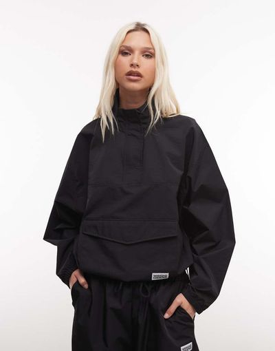 ASOS Weekend Collective Weekend Collective nylon funnel neck windbreaker in black - part of a set