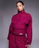 ASOS Weekend Collective Weekend Collective nylon funnel neck windbreaker in burgundy - part of a set-Red - 1