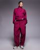 ASOS Weekend Collective Weekend Collective nylon funnel neck windbreaker in burgundy - part of a set-Red - 3