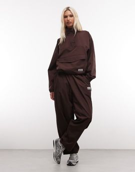 ASOS Weekend Collective Weekend Collective nylon funnel neck windbreaker in chocolate - part of a set-Brown