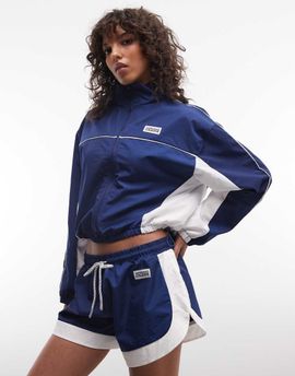 ASOS Weekend Collective Weekend Collective nylon track runner shorts in navy blue and white - part of a set