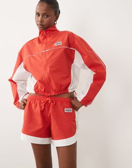 ASOS Weekend Collective Weekend Collective nylon track runner shorts in red and cream - part of a set