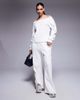 ASOS Weekend Collective Weekend Collective off the shoulder waffle knit top in cream - part of a set-White - 4