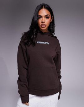 ASOS Weekend Collective Weekend Collective oversized hoodie with stacked back logo in chocolate-Brown
