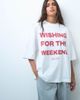 ASOS Weekend Collective Weekend Collective oversized t-shirt with wishing for the weekend graphic in white and burgundy - 4