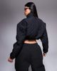 ASOS Weekend Collective Weekend Collective quilted nylon cropped half zip pullover jacket in black - part of a set-Navy - 3