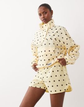 ASOS Weekend Collective Weekend Collective runner shorts with woven label in buttermilk polka dot print - part of a set-Yellow