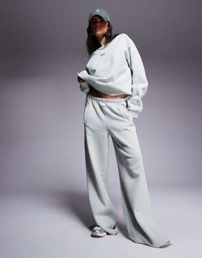 ASOS Weekend Collective Weekend Collective seamed sweatshirt in washed sage green - part of a set