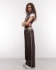 ASOS Weekend Collective Weekend Collective set straight leg jogger with blue piping in chocolate-Brown - 1