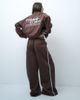ASOS Weekend Collective Weekend Collective set wide leg sweatpants with blue piping detail in brown - 3