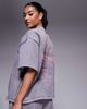 ASOS Weekend Collective Weekend Collective short sleeve sweatshirt with pink label detail in washed gray - part of a set - 1