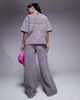 ASOS Weekend Collective Weekend Collective short sleeve sweatshirt with pink label detail in washed gray - part of a set - 2