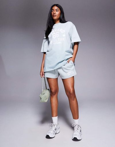 ASOS Weekend Collective Weekend Collective shorts in ombre heart print in sage green - part of a set
