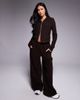 ASOS Weekend Collective Weekend Collective stretch micro fleece wide leg pants in chocolate - part of a set-Brown - 1
