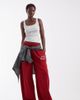 ASOS Weekend Collective Weekend Collective Tall set barrel leg sweatpants with graphic in red - 1