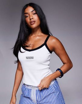 ASOS Weekend Collective Weekend Collective tank top with contrast trim in white