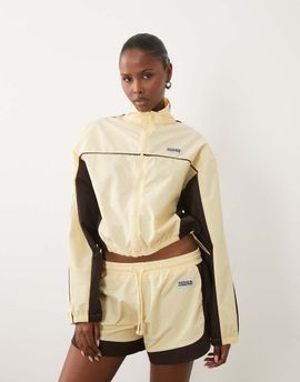 ASOS Weekend Collective Weekend Collective track jacket in buttermilk and chocolate - part of a set-Yellow