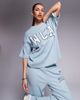 ASOS Weekend Collective Weekend Collective waffle top with varsity logo in washed sage green - part of a set - 1