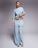 ASOS Weekend Collective Weekend Collective waffle top with varsity logo in washed sage green - part of a set - 4