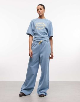 ASOS Weekend Collective Weekend Collective wide leg sweatpants in washed blue - part of a set