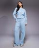 ASOS Weekend Collective Weekend Collective wide leg waffle knit sweatpants in dusky blue - part of a set - 1