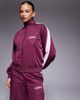 ASOS Weekend Collective Weekend Collective zip up poly-tricot tracksuit top in burgundy - part of a set-Red - 1