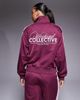 ASOS Weekend Collective Weekend Collective zip up poly-tricot tracksuit top in burgundy - part of a set-Red - 4