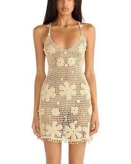 Asta Resort Asta Resort Delilah Hand Crochet Cotton Plunge Neck Mini Dress