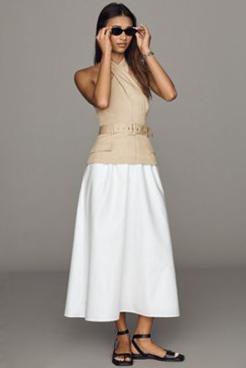 ASTR The Label 100% Cotton Halter Twofer Midi Dress