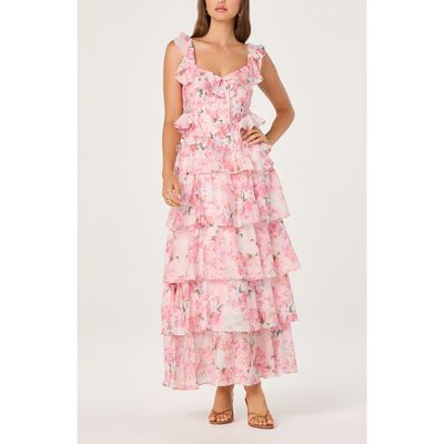 ASTR the Label ASTR the Label Adessa Floral Ruffle Trim Tiered Dress
