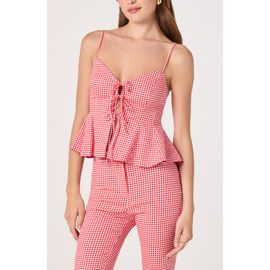 ASTR the Label ASTR the Label Alma Stretch Cotton Gingham Top