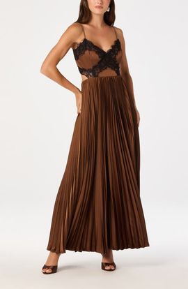ASTR the Label ASTR the Label Andy Pleated Lace Detail Maxi Dress