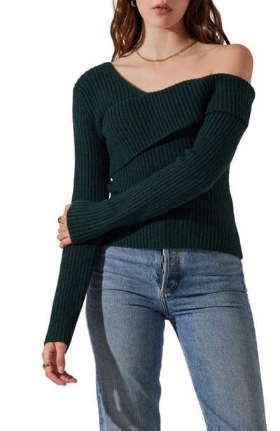 ASTR the Label ASTR the Label Asymmetric Foldover One-Shoulder Rib Sweater