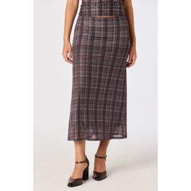 ASTR the Label ASTR the Label Baila Plaid Mesh Midi Skirt
