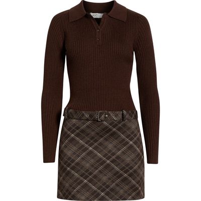 ASTR the Label - Baylie Mixed Media Long Sleeve Sweater Dress