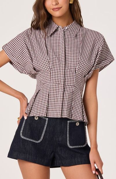 ASTR the Label ASTR the Label Beck Gingham Cotton Peplum Top