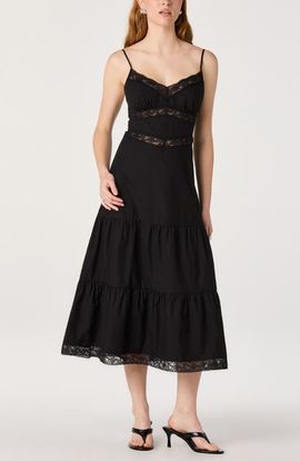 ASTR the Label ASTR the Label Berenice Lace Detail Tiered Cotton Dress