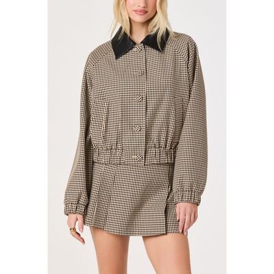 ASTR the Label ASTR the Label Billie Gingham Jacket with Faux Leather Collar