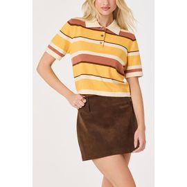 ASTR the Label ASTR the Label Brooklyn Stripe Short Sleeve Sweater Polo