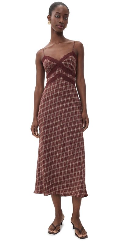 ASTR the Label ASTR the Label Carin Dress Wine Plaid