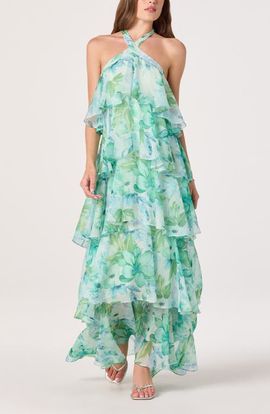 ASTR the Label ASTR the Label Daiga Print Chiffon Halter Maxi Dress