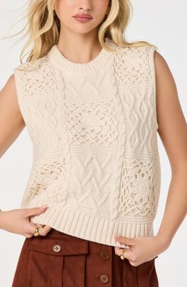 ASTR the Label ASTR the Label Edlyn Patchwork Cable Knit Sweater Vest